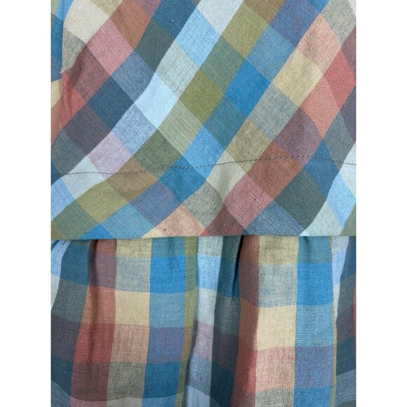 NorthStyle Womens Multicolor Plaid Sleeveless Dress Sz 6 Linen Blend Back Zipper - Picture 8 of 13
